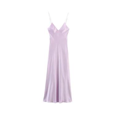 Imagem de Vestido Cami Sexy De Cetim Sem Alças E Sem Mangas Para Mulheres, Ajust