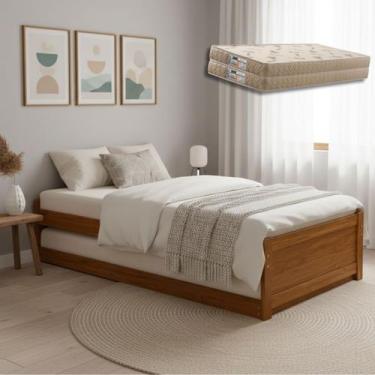 Imagem de Bicama Solteiro Madeira Compacta Otimiza Seu Espaço Com Cama Auxiliar 