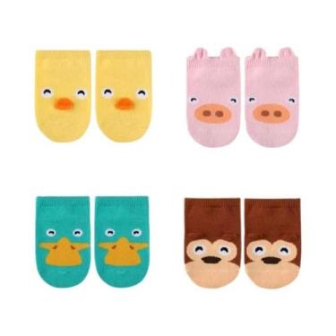 Imagem de Meias Antiderrapantes Fofas De Desenho Animado Para Bebês, 4 Pares, Re