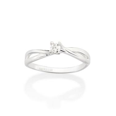 Imagem de Anel Solitário Com Zircônia De Prata 925 Rommanel 810325 Tamanho:22Cor