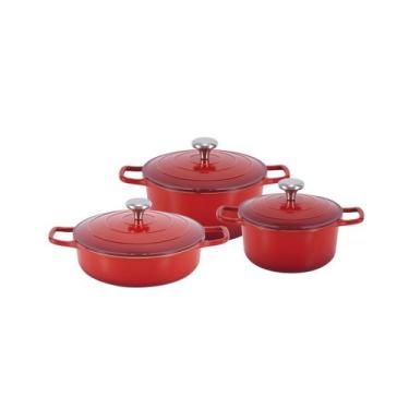 Imagem de Conjunto com 3 Tamanhos de Cacarolas Inducao Amalfi Rosso - Vista Home