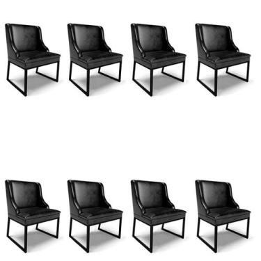 Imagem de Cadeira Sala de Jantar Industrial Preto kit 8 Liz Sint PU Preto D03 - 