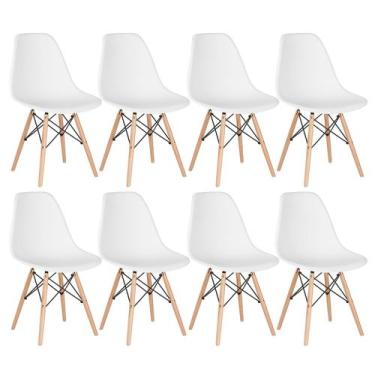 Imagem de Kit 8 Cadeiras Laráz Eames Eiffel DSW - Branco - Laraz