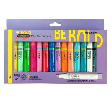 Imagem de Marca Texto Newpen Be Bold Highlighter com 16 Cores Vibrantes para Destacar, Colorir e Organizar Documentos
