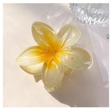 Imagem de Grampo Flor Transparente Coreano Frangipani para Prender e Estilizar Grossos Amarelo OEM