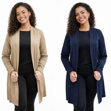 Imagem de Kit com 2 (Dois) Cardigans (Kimono) de suede Winter com abertura later