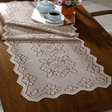 Imagem de Trilho de Mesa Renda Classica Arabesco em 100% Poliéster 50CM X 150M 1 Peça Desert Inte...