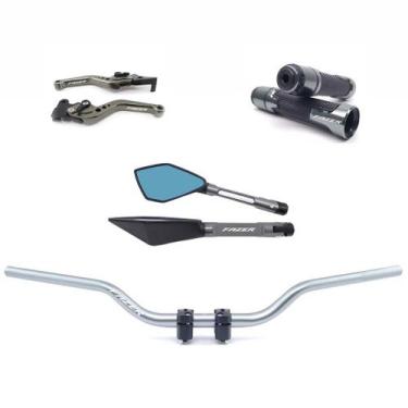 Imagem de Kit Manete Manopla Guidão Retrovisor Fazer 150 freio UBS - NoBrand, Ti