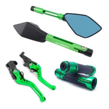 Imagem de Kit Manete Retrovisor Esportivo Lander 250 Gravado A Laser - Special L