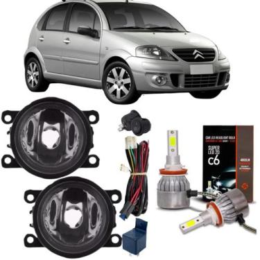 Imagem de Kit farol neblina citroen c3 2009 10 11 12 2013 super led 2d - BIBAS/B