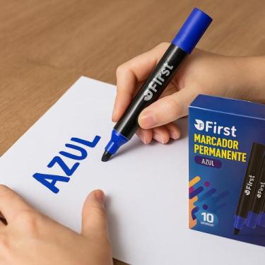 Imagem de Kit 10 Marcador Permanente - azul - FIRST