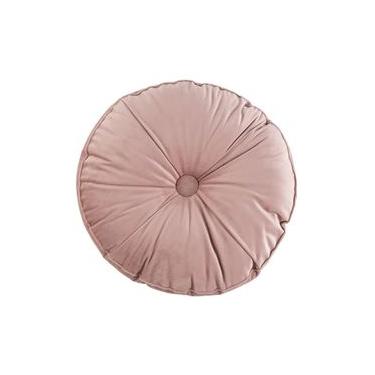 Imagem de Almofada Botão Redonda em Veludo Lateral Ripado Rosé Rosé