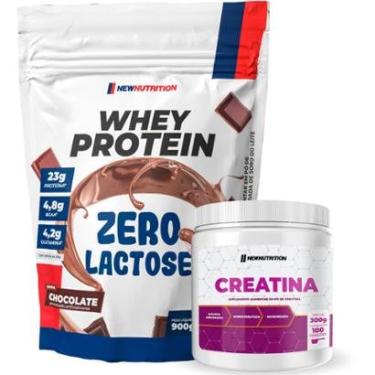 Imagem de Combo Suplementos Whey Protein Zero Lactose 900g Chocolate +Creatina Monohidratada 300g...
