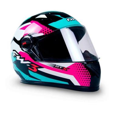 Imagem de Capacete FW3 Com Narigueira GTN Super Fechado Tamanho 58 Azul Turquesa