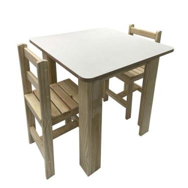 Imagem de Mesa Infantil 2 Cadeiras Criança Pedagógica Madeira Camaleão, Madeira 