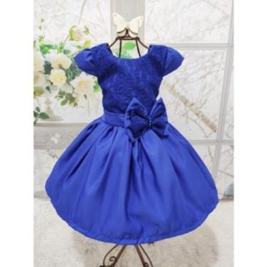 Imagem de Vestido Menina Infantil Renda Luxo Laço Feito Azul royal - EDYNHOKIDS,