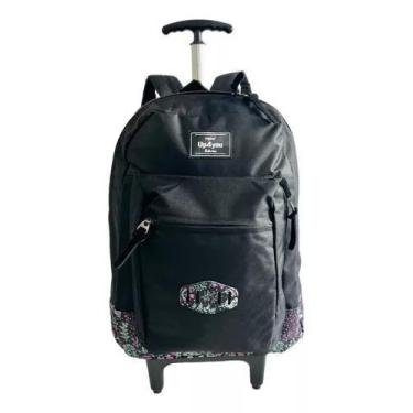 Imagem de Mochila Escolar Juvenil Flores Floral Rodinhas Up4you Grande