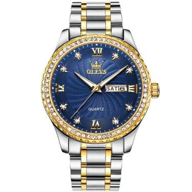 Imagem de Relógio OLEVS Masculino com Pulseira de Diamantes - Ouro/Prata - À Pro