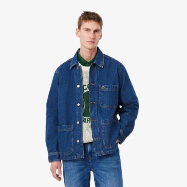 Imagem de Camisa Overshift em Denim de Algodão Pesado - LACOSTE, 44, Azul royal