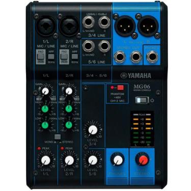 Imagem de Mesa de Som Mixer Analógico Yamaha MG06 com Phantom Power 6 Canais Biv
