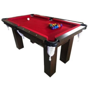 Imagem de MESA DE SINUCA BILHAR SNOOKER - Rm3 BASE DE PEDRA - TECIDO VERMELHO - 