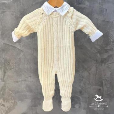 Imagem de Saída de Maternidade - Macacão Tricot Amarelo Trança Central e Body Go