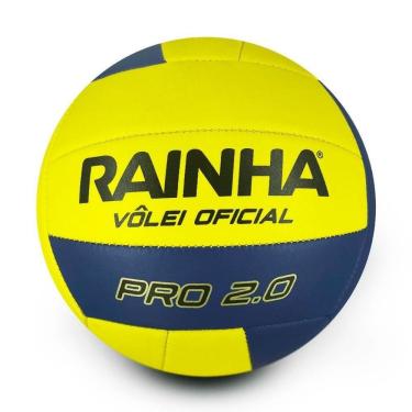 Imagem de Bola de Vôlei 2.0 Pró Costurada em Pvc Amarelo e Azul para Treino e Jogo Rainha