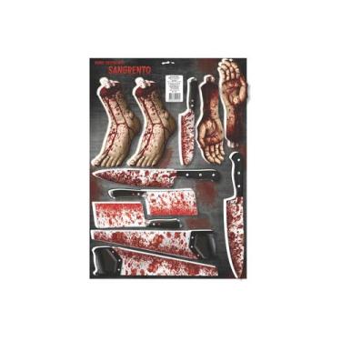 Imagem de Painel decorativo halloween sangrento frente e verso - Reino das Festa