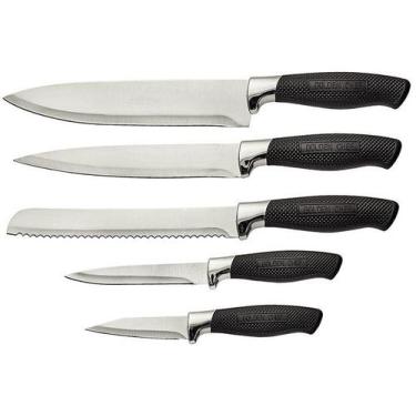 Imagem de Conjunto de Facas e Cepo Black 6Pçs  - ETILUX