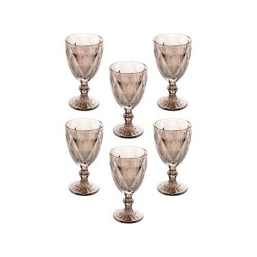 Imagem de Conjunto 6 Tacas de Agua de Vidro Diamond Cinza Metalizado 325ml - Lyo