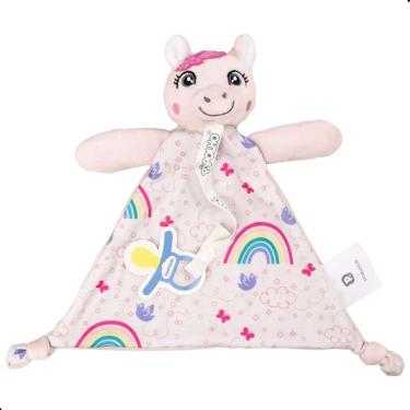 Imagem de Naninha com Prendedor de Chupeta e Bichinho Feminino Rosa Ponei Conforto para Bebes Pimpolho
