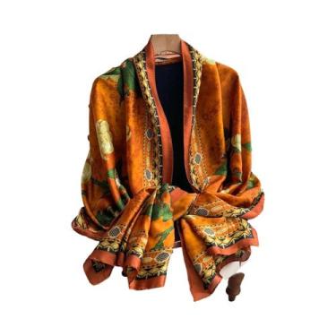 Imagem de Lenço De Seda Elegante Com Estampa Para Mulheres, Moda De Primavera, X