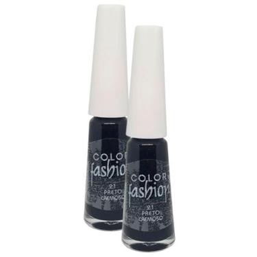Imagem de Kit 2 Esmalte Color Fashion Cremoso Cor Preto 8ml