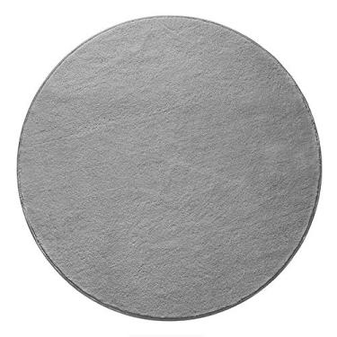 Imagem de Tapetes redondos macios, de cor pura, simples, tapete confortável, antiderrapante, lavável para sala de estar, quarto, sala de estudo, sala de jantar, quarto das crianças, cinza, 100 cm