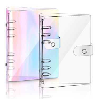 Imagem de Fichário de PVC macio A5 Rainbow 2 peças, fichário de papel PVC recarregável, capa transparente de PVC macio, pasta de agenda pessoal de folhas soltas (A5)