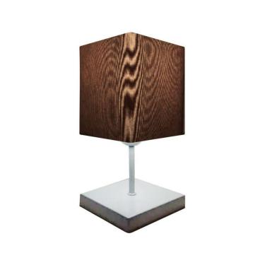 Imagem de Abajur Quadrado de Mesa Branco Tecido 15/13x13cm Café Bivolt