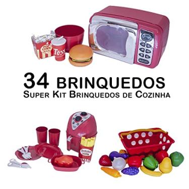 Imagem de Cozinha Infantil Menino Microondas Air Fryer Cesta Fruta 34p