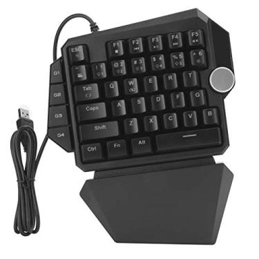 Imagem de ASHATA Teclado de jogos com uma mão, luz de fundo RGB, teclado ergonômico profissional para jogos para desktop, teclado de jogos com fio 44 teclas. Conjunto de teclado para jogos para jogos, teclado de jogos com uma mão
