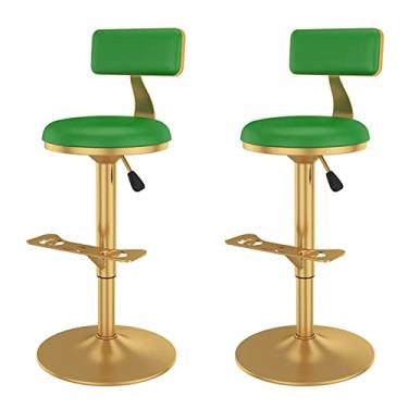 Imagem de Banco De Barra De Ouro Com Cadeira De Balcão Giratória Traseiro Conjunto De 2 Altura Da Ilha Da Cozinha Ajustável Altura Do Balcão, Pu Assento Estofado Cromado De Couro Para Café, Lounge, Bar, Cozinha