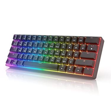 Imagem de HK GAMING Teclado mecânico para jogos GK61 60% | 61 teclas programáveis RGB Rainbow LED retroiluminadas | USB com fio | para Mac e Windows PC | Interruptores vermelhos ópticos Hotswap Gateron | Preto