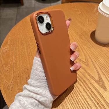 Imagem de Capa de couro sólido original para iphone 13 12 mini 11 pro max x xr xs 7 8 plus se capa de negócios retrô macia ultra fina à prova de choque, marrom, para iphone 7