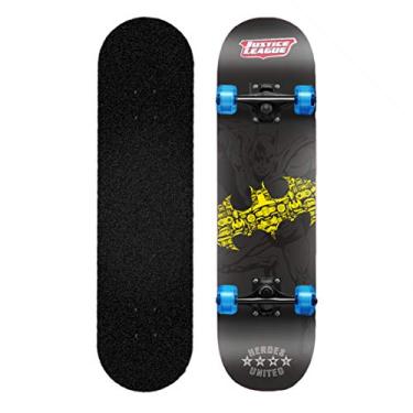 Imagem de AKT Skate para iniciantes completo Double Kick Trick Skate 9 camadas Maple Pro Deck brilhante PU 4 rodas Skate com chave de mochila para meninos jovens, Bat-Man
