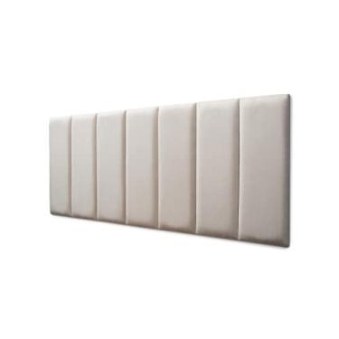 Imagem de Placas Cabeceira Modulada Adesiva Casal Estofada 140cm x 60cm Kit 7 Placas - Suede Off White