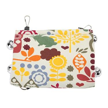 Imagem de Barraca suspensa, aparência atraente e quente com design de ponte suspensa, rede de pendurar confortável resistência à mordida com sino para animais de estimação, pássaros, cor floresta