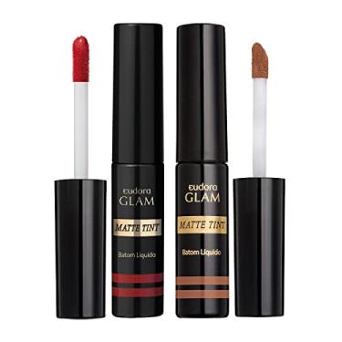 Imagem de Eudora Kit Glam Matte Tint: Vermelho Radiante 4ml + Marrom Nude Clássico 4ml