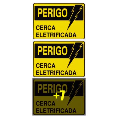 Imagem de Combo 10 Placas De Sinalização Perigo Cerca Eletrificada 20x15 Acesso - S-219 F9e