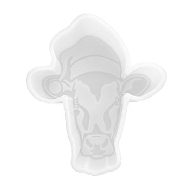 Imagem de Molde de silicone de vaca de Natal | 10 cm de largura x 11 cm de comprimento x 2,5 cm de profundidade | Molde de silicone para frescos, molde de silicone para epóxi, molde de silicone para sabão | Design de vaca de Natal