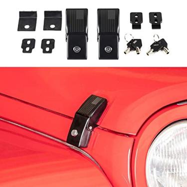 Imagem de SQQP Kit de trava de capô de trava de capô de liga de alumínio para Jeep Wrangler JK JKU 2007-2018, para JL JLU 2018-2025 e Jeep Gladiator JT