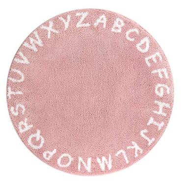 Imagem de Lahome ABC Alfabeto Tapete redondo infantil – tapetes rosa laváveis de 1,2 m de diâmetro, tapete antiderrapante para bebês, coleção macia para brincar, tapete felpudo fofo para quarto, sala de jogos,