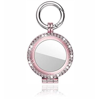 Imagem de MIDUODO Capa compatível com Apple AirTag (2021), AirTag Diamond Strass Bling Capa de chaveiro, suporte protetor de metal para acessórios AirTag (rosa rosa)